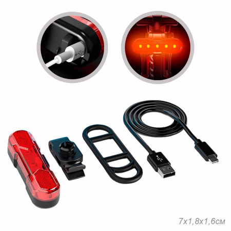 Полная картинка товара   comiron фонарь задний ta10, 80lm; аккум: 220mah, usb; 4 реж, поворот  360 
